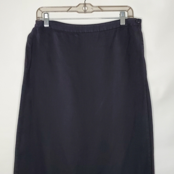 Eileen Fisher Irish Linen Wrap Skirt Size M Maxi Length Black Classic Career - Picture 2 of 13